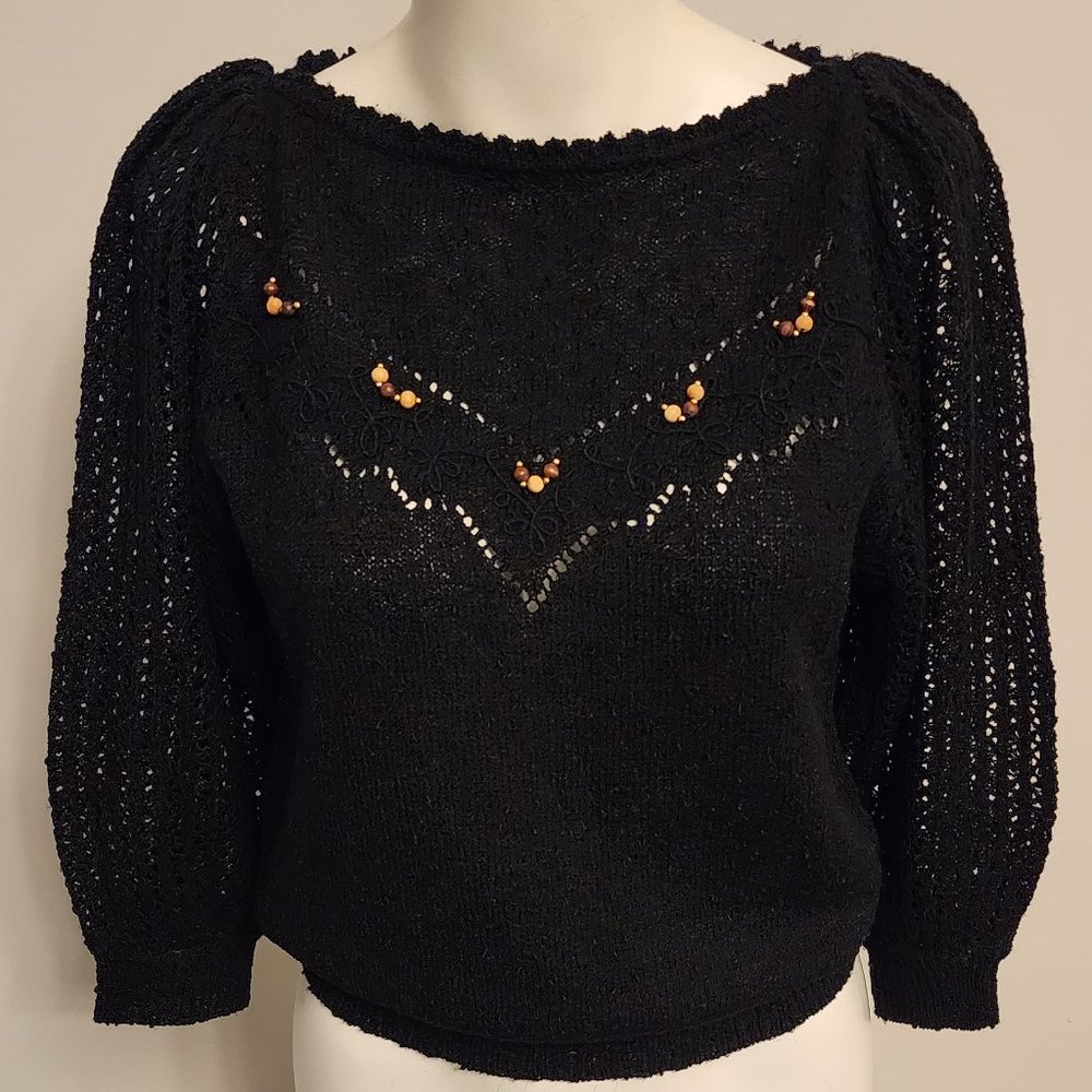 Black vintage sweater w/beading